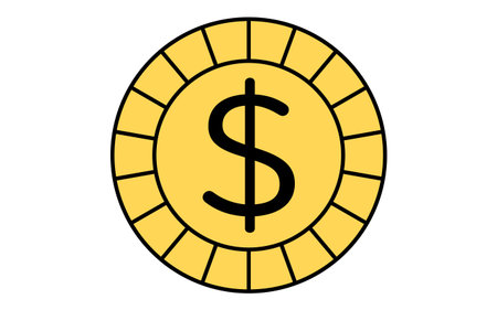 Coin with dollar symbol simple line drawing icon, illustration of currency and finance, Vector Illustrationのイラスト素材