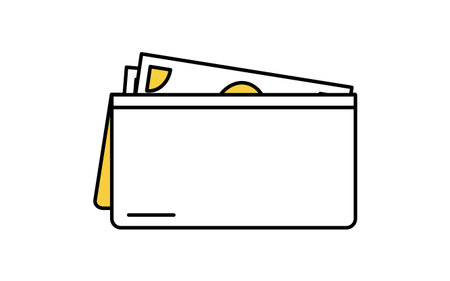 Wallet with paper bills simple line drawing icon, illustration of personal finance and cash management, Vector Illustrationのイラスト素材