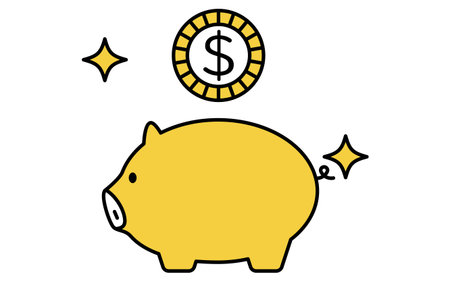 Piggy bank and dollar coin simple line drawing icon, illustration of saving and personal finance, Vector Illustrationのイラスト素材