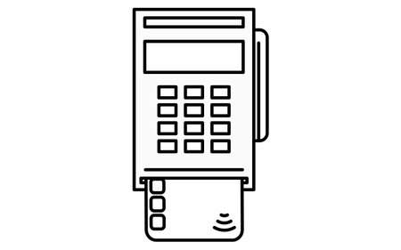 Credit card insert cashless payment simple line drawing icon, illustration of terminal transaction, black and white, Vector Illustrationのイラスト素材