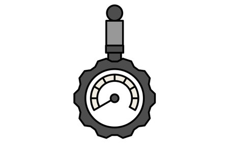 Simple and cute line icon of tire gauge for car tire maintenance illustration, Vector Illustrationのイラスト素材