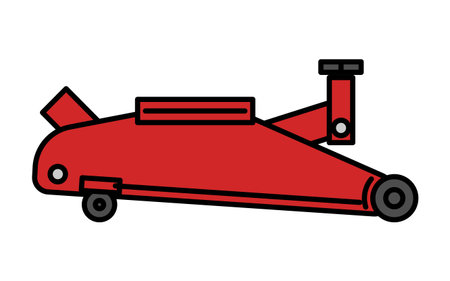 Simple and cute line icon of floor jack for vehicle lifting and car maintenance illustration, Vector Illustrationのイラスト素材