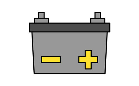 Car battery simple line icon with terminals and handles, Vector Illustrationのイラスト素材