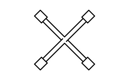 Simple and cute line icon of cross wrench for tire change and car maintenance illustration, Vector Illustrationのイラスト素材