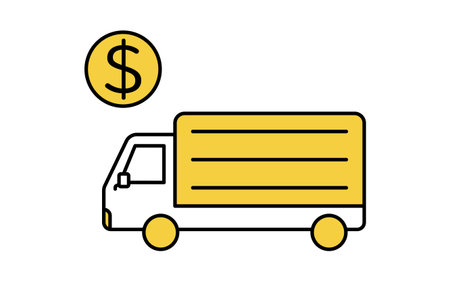 line icon of truck with dollar mark representing cost or value, Vector Illustrationのイラスト素材