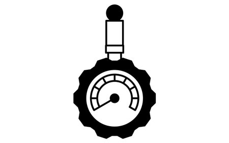 Simple and cute line icon of tire gauge for car tire maintenance illustration, Vector Illustrationのイラスト素材