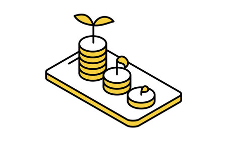 Fintech icon of smartphone with image of asset growth through investment savings and wealth accumulation, Vector Illustrationのイラスト素材