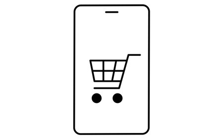 Fintech icon of smartphone with shopping cart online payment, digital finance and e-commerce vector illustrationのイラスト素材
