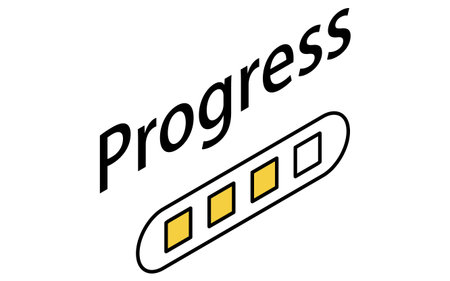 Online learning progress bar with status isometric simple line icon, Vector Illustrationのイラスト素材