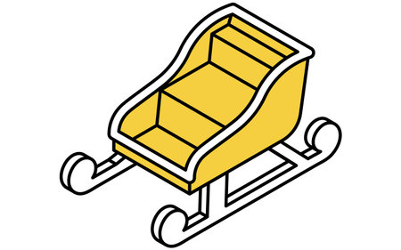 Christmas Sleigh Isometric Line Drawing Illustration of Santa Claus Sleigh, Vector Illustrationのイラスト素材