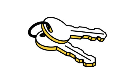 Simple line art isometric illustration of real estate purchase and keys to your home, Vector Illustrationのイラスト素材