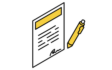 Simple line art isometric illustration of signing a contract for real estate purchase, Vector Illustrationのイラスト素材