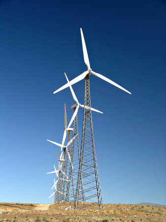 a line of wind turbines near Palm Springs