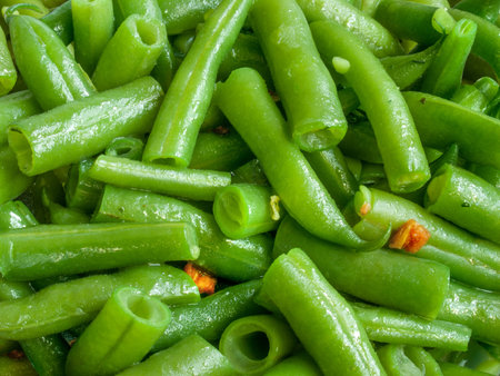 boiled chopped cooked green bean with butter and vegetable spice