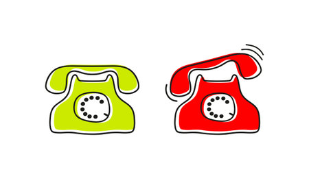 Cartoon stylized image of retro phone, vectorのイラスト素材