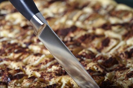 Apple pie on baking sheetの写真素材