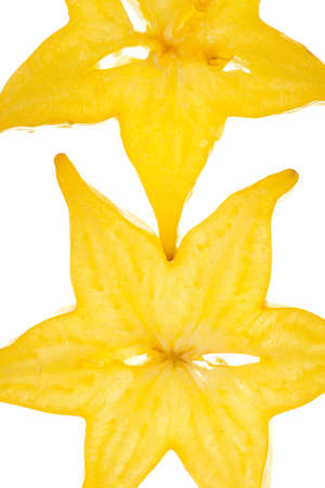 carambola slice on white backgroundの写真素材