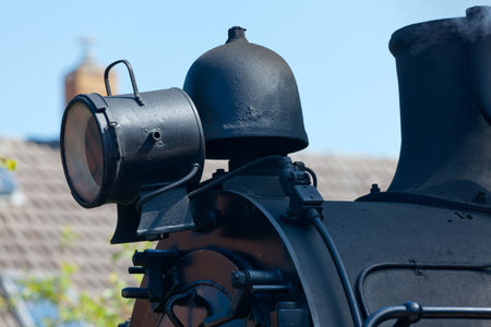 Detail detailed photo of a historic steam locomotive in Baltic Sea resort Kuehlungsborn