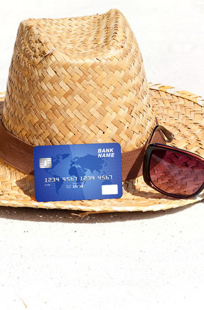 Pay cash on holiday with a credit cardの写真素材