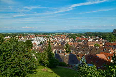 View over the rooftops and the landscape of Breisach on the Upper Rhineの写真素材
