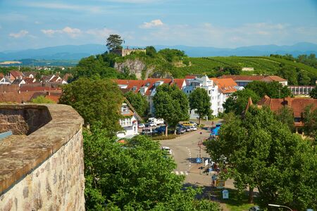 View to the town of Breisach with Eckartsberg in the backgroundの写真素材