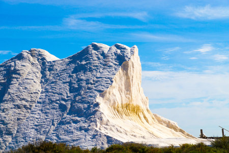 Large hill of sea salt in the saline "Saint-Martin in Gruissan in southern France on the Mediterranean coast.の写真素材