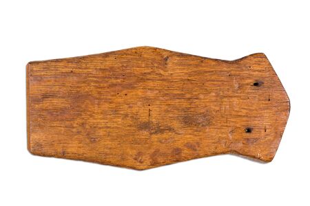 Old rustic wooden board, cutting board, Vesper board insolated on a white backgroundの写真素材