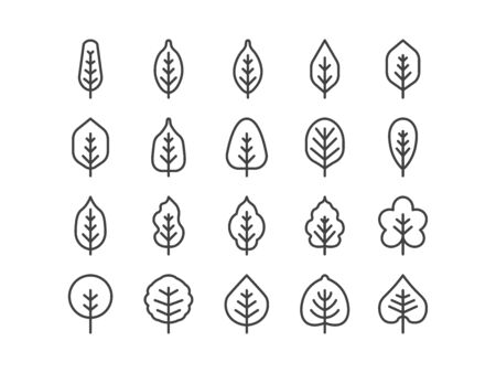 Spring Leaf Outline line Icon Set Spring Concept Minimal Style Illustration Vector EPS 10. Editable Stroke.のイラスト素材