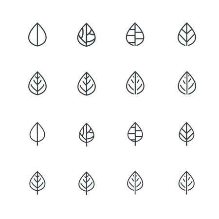 Simple nature line icon vector set of leaf illustration.のイラスト素材