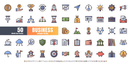 48x48 Pixel Perfect. Business and Financial. Flat Gradient Color Filled Outline Icons Vector. for Website, Application, Printing, Document, Poster Design, etc. Editable Strokeのイラスト素材