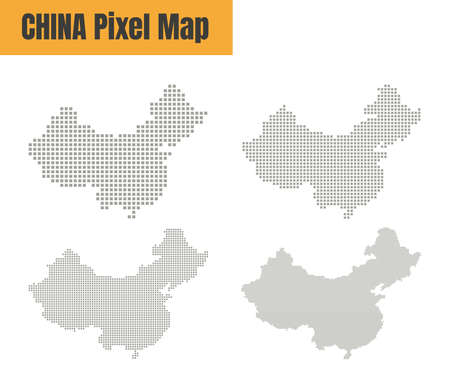 Abstract China Map with Dot Pixel Spot Modern Concept Design Isolated on White Background Vector illustration.のイラスト素材