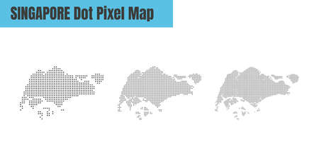 Abstract Singapore Map with Dot Pixel Spot Modern Concept Design Isolated on White Background Vector illustration.のイラスト素材