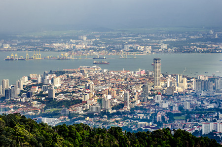 Top view of Georgetown, view from Penang hill, capital of Penang Island, MALAYSIA.の写真素材