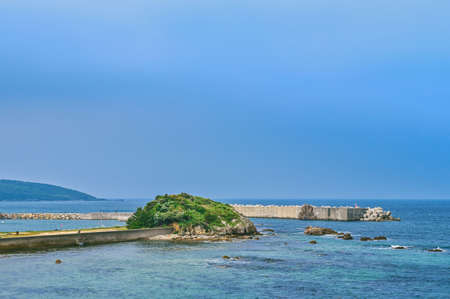 Beautiful blue sky, sea and coast of Kitanagato Coast Quasi-National Parkの写真素材