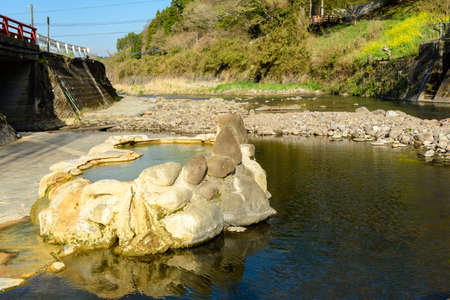 Famous open-air bath crab hot spring of Oita Prefecture Nagayu Onsenの写真素材