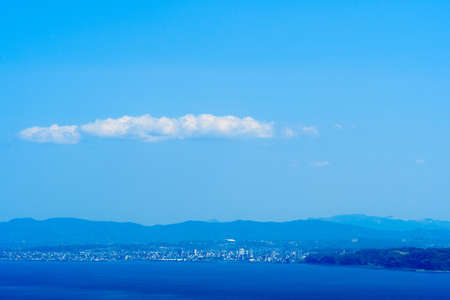 View from Beppu Bay service area and the streets of Oita Cityの写真素材