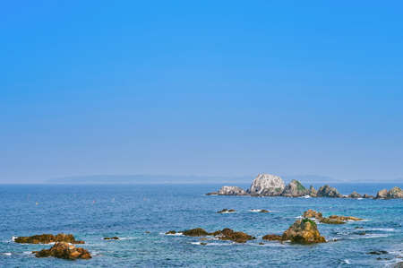 Beautiful blue sky, sea and coast of Kitanagato Coast Quasi-National Parkの写真素材