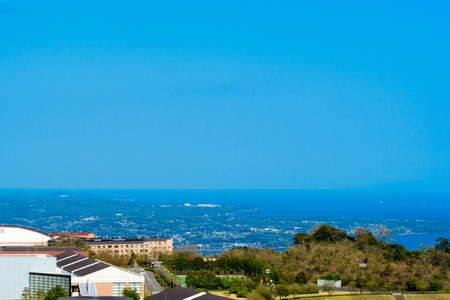 View of Kunito Peninsula from Beppu Bay Service Areaの写真素材
