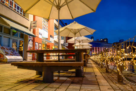 Beautiful night view of the famous tourist attraction Mojiport Retro district of Kitakyushu Cityのeditorial素材