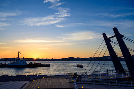Beautiful dusk in the retro district of Mojiport, a famous tourist destination in Kitakyushu Cityのeditorial素材