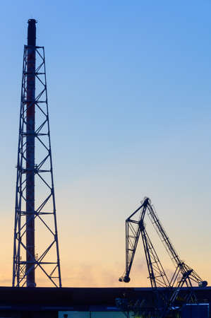 Beautiful sunset and dusk in Kitakyushu industrial areaのeditorial素材