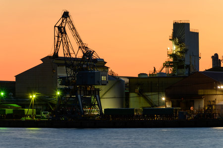 Beautiful sunset and dusk in Kitakyushu industrial area