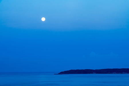 Beautiful full moon seen from Kadoshima Bridge