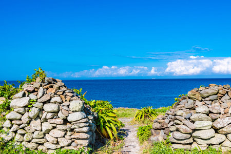 Kadoshima Lighthouse Park with summer blue sky and beautiful sea (Yamaguchi)
