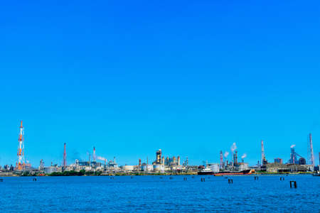 Factory in Kitakyushu Industrial Zone in summerの写真素材
