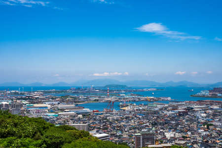 The cityscape of Kitakyushu seen from the observation deck of Mt. Takato in summerのeditorial素材