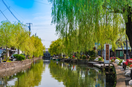 Sightseeing in Yanagawa, Mizusato in autumnのeditorial素材