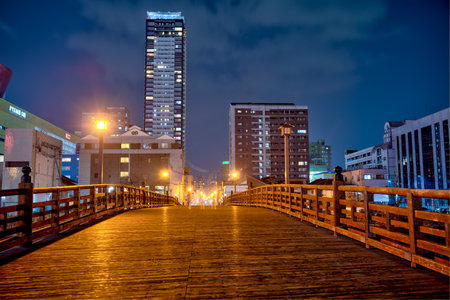 Beautiful below town lights shimmering at nightのeditorial素材