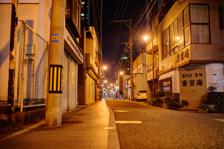 Beautiful below town lights shimmering at nightのeditorial素材