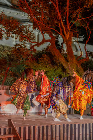 Night kagura held at the autumn event Kokura Castle Bamboo Lightのeditorial素材